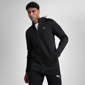 EVOSTRIPE Men's Slim Fit Full-Zip Hoodie, PUMA Black, extralarge-IND