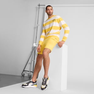 PUMA Class Men's Striped Crew Sweatshirt, Sunny Yellow, extralarge