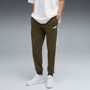 Colorblock Men's Sweatpants, Dark Olive, extralarge-IND