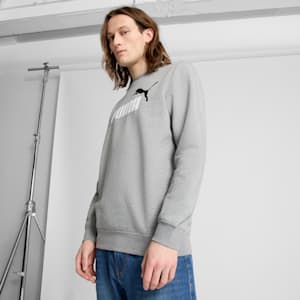Essentials No. 1 Logo Men's Crew Neck Fleece Sweater, Medium Gray Heather, extralarge