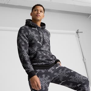 ESS+ Logo Lab Winter Snowflake Hoodie, PUMA Black, extralarge