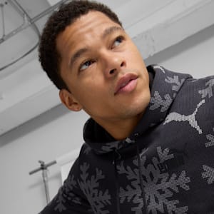 ESS+ Logo Lab Winter Snowflake Hoodie, PUMA Black, extralarge