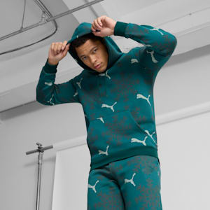 ESS+ Logo Lab Winter Snowflake Hoodie, Dark Myrtle, extralarge
