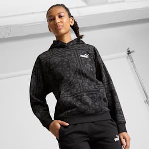 Sudadera con capucha ESS+ Paisley AOP para mujer, PUMA Black, extralarge
