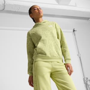 Sudadera con capucha ESS+ Paisley AOP para mujer, Pistachio, extralarge