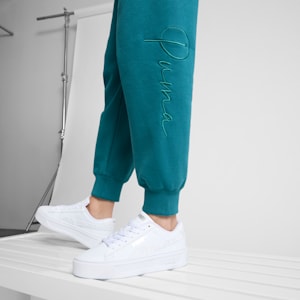 Script Logo Women's Sweatpants, Cold Green, extralarge