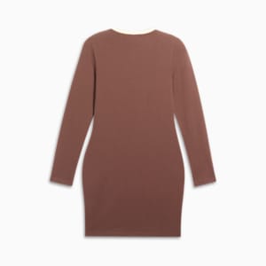 HER Long Sleeve Trim Women's Dress, Espresso Brown, extralarge