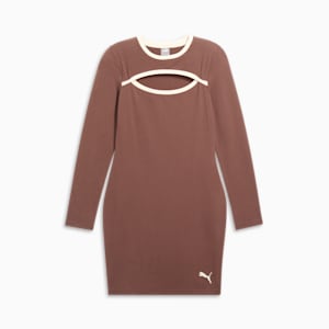 HER Long Sleeve Trim Women's Dress, Espresso Brown, extralarge