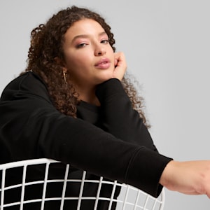 Suéter Essentials, logotipo n.º1  para mujer con diseño holgado, PUMA Black, extralarge