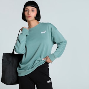 Small No. 1 Logo Women's Relaxed Fit Crew-Neck Sweater, Green Moon, extralarge-IND