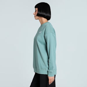 Small No. 1 Logo Women's Relaxed Fit Crew-Neck Sweater, Green Moon, extralarge-IND