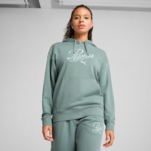 Essentials Script Women's Comfort Hoodie, Green Moon, extralarge
