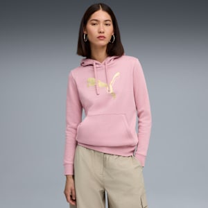 Chandail à capuchon métallique Femme, Poised Pink-metallic gold, extralarge