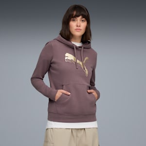 Metallic Women's Hoodie, Raisin-metallic gold, extralarge