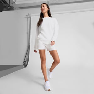 Shorts para mujer Essentials Elevated de tiro medio de 5 pulgadas, PUMA White, extralarge