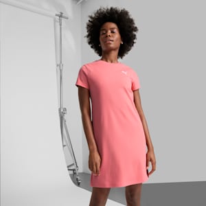 ESS ELEVATED Bodycon Rib Dress Women, Peach Frost, extralarge