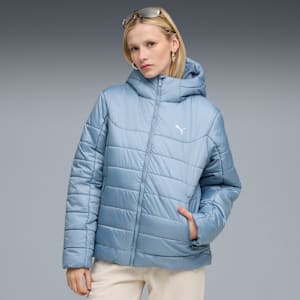 Chamarra acolchada con capucha ESS para mujer, Cool Blue, extralarge