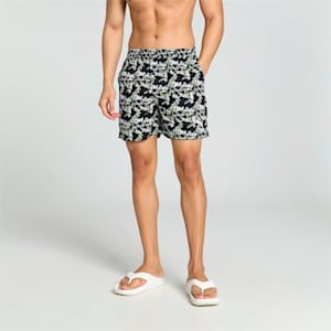 Men's Printed Woven Boxers with Side Pocket-Pack of 1, PUMA Black-Spring Fern-PUMA White, extralarge-IND