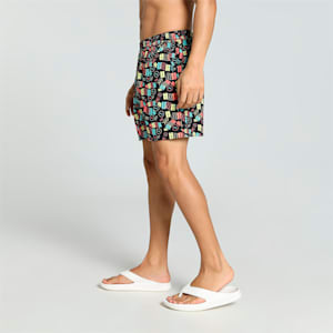 Men's Printed Woven Boxers with Side Pocket-Pack of 1, PUMA Black-Porcelain-Sunny Lime-Georgia Peach, extralarge-IND