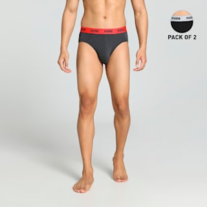 Men's Stretch Briefs Pack of 2, PUMA Black-Dark Gray Heather, extralarge-IND