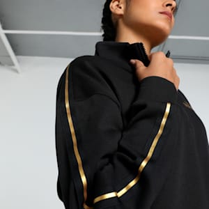 MINIMAL GOLD Women's Half-Zip Crew-Neck Sweatshirt, PUMA Black, extralarge-IND