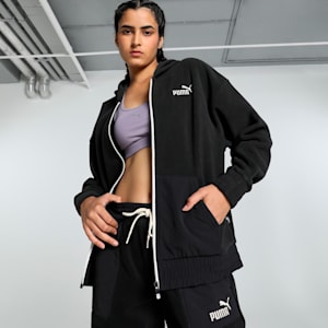 ELEVATED Women's Full-Zip Hoodie, PUMA Black, extralarge-IND
