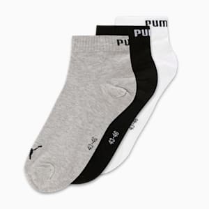 Quarter Plain Socks Pack of 3, Cool Gray 7-PUMA White-PUMA Black, extralarge-IND
