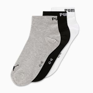 Unisex Quarter Plain Socks Pack of 3, Cool Gray 7-PUMA White-PUMA Black, extralarge-IND