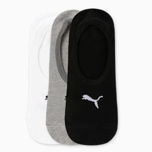 PUMA Unisex Footie Socks Pack of 3, PUMA Black-PUMA White-Medium Gray Heather, extralarge-IND