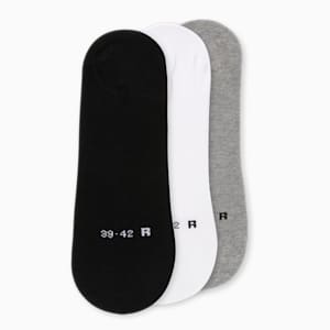 PUMA Unisex Footie Socks Pack of 3, PUMA Black-PUMA White-Medium Gray Heather, extralarge-IND