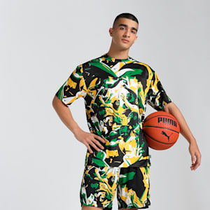 Rival Rage Men's Relaxed Fit All-Over Print Basketball Tee, Archive Green-AOP, extralarge-IND