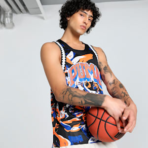 Rival Rage All-Over Print Mesh Men's Basketball Tank, Vivid Blue-AOP, extralarge-IND