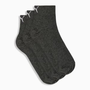 Quarter Socks Pack of 3, Dark Gray Heather-PUMA White, extralarge-IND