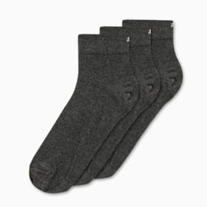Quarter Socks Pack of 3, Dark Gray Heather-PUMA White, extralarge-IND