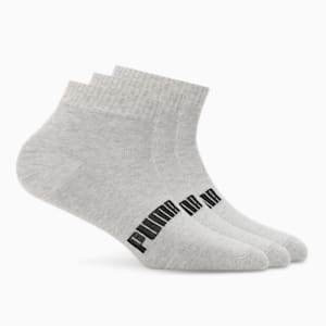 Quarter Socks Pack of 3, Light Gray Heather-PUMA Black, extralarge-IND