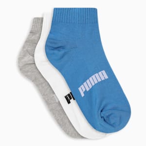 Quarter Socks Pack of 3, Strong Blue-Light Gray Heather-PUMA White, extralarge-IND