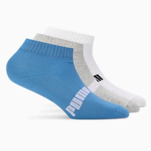 Quarter Socks Pack of 3, Strong Blue-Light Gray Heather-PUMA White, extralarge-IND