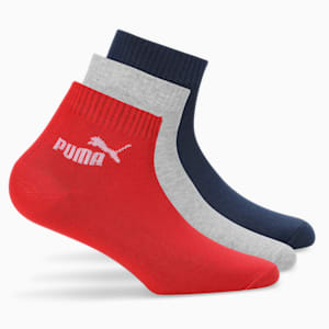 Quarter Socks Pack of 3, For All Time Red-Blazing Blue-Medium Gray Heather, extralarge-IND
