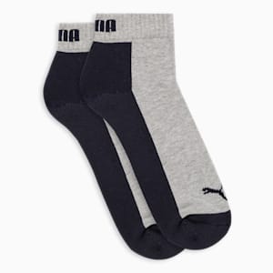Multi-Sport Quarter Socks Pack of 2, Medium Gray Heather-PUMA Navy, extralarge-IND