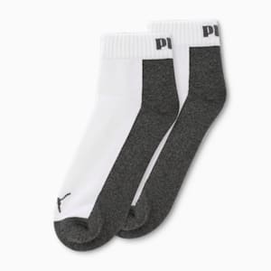Multi-Sport Quarter Socks Pack of 2, Dark Gray Heather-PUMA White, extralarge-IND