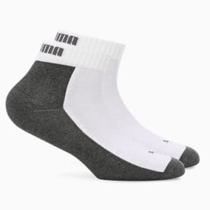 Multi-Sport Quarter Socks Pack of 2, Dark Gray Heather-PUMA White, extralarge-IND