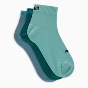 Quarter Plain Unisex Socks Pack of 3, Pistachio-Evening Sky-Varsity Green, extralarge-IND