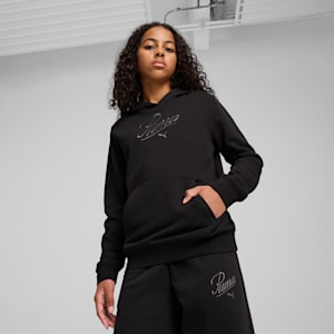 Essentials Script Big Kids' Hoodie, PUMA Black, extralarge