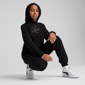 Essentials Script Big Kids' Hoodie, PUMA Black, extralarge