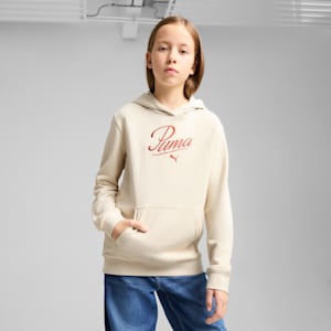 Sudadera con capucha Essentials Script juvenil, Alpine Snow, extralarge