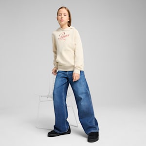 Essentials Script Big Kids' Hoodie, Alpine Snow, extralarge