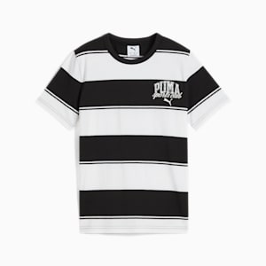 PUMA Class Big Kids' Striped Tee, PUMA Black, extralarge