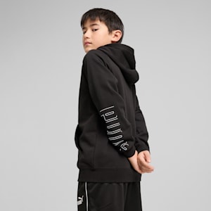 Sudadera con capucha y cremallera PUMA SPORT para niños grandes, PUMA Black, extralarge