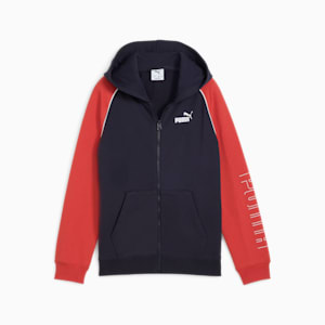 Sudadera con capucha y cremallera PUMA SPORT para niños grandes, New Navy, extralarge
