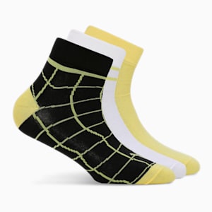 Sports Quarter Unisex Socks Pack of 3, Lemon Meringue-PUMA White-PUMA Black, extralarge-IND